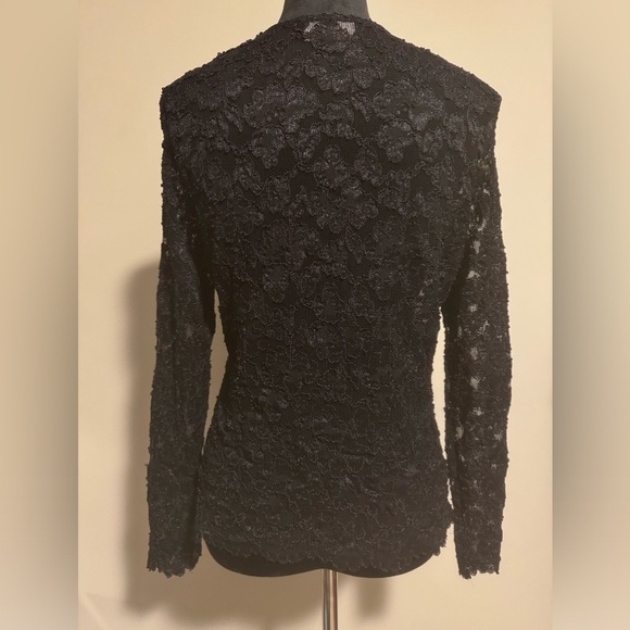 EUC California Style Black Lace Button Down with Pearly Buttons size medium - Picture 3 of 4